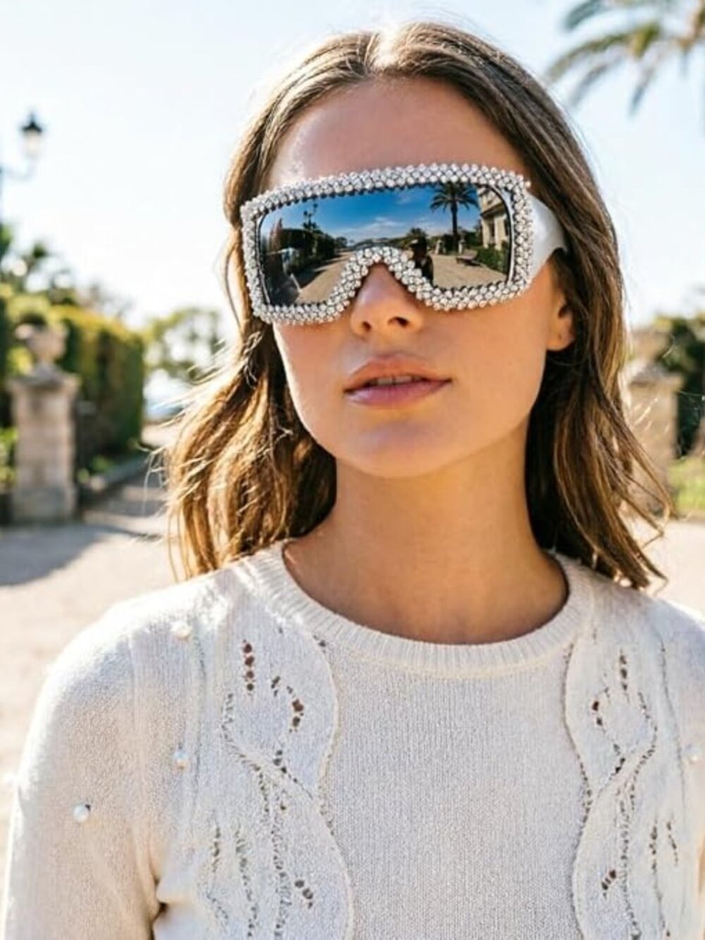 Rhinestone Silver Sunglasses